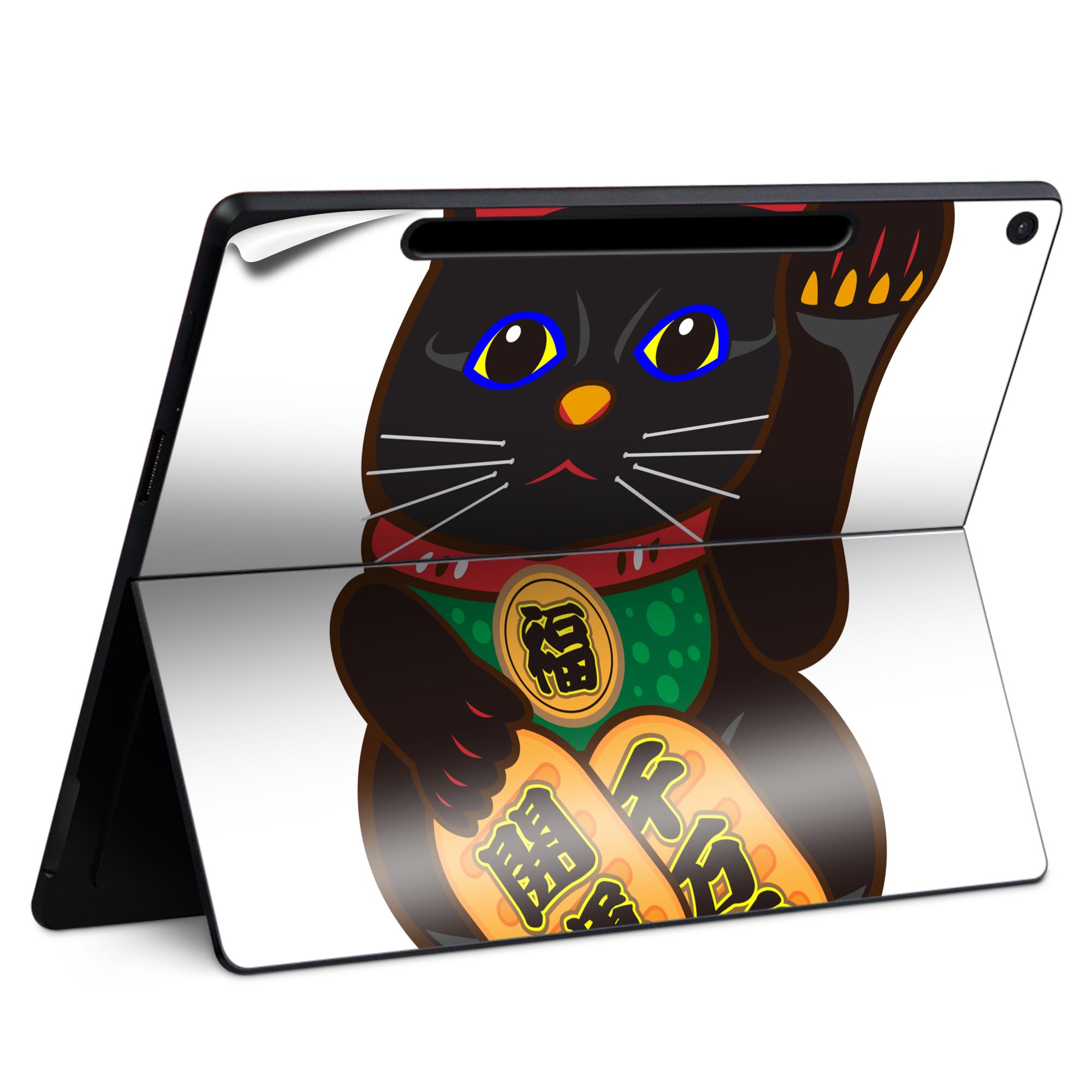 Surface Pro 12 インチ (2025) 用 スキンシール 全面スキンシール フル SurfacePro12 用 背面 底 ステッカー 保護シール 高品質再剥離性シート キャラクター かわいい 023396 女性 顔 人物 012883 招き猫 商売繁盛 猫