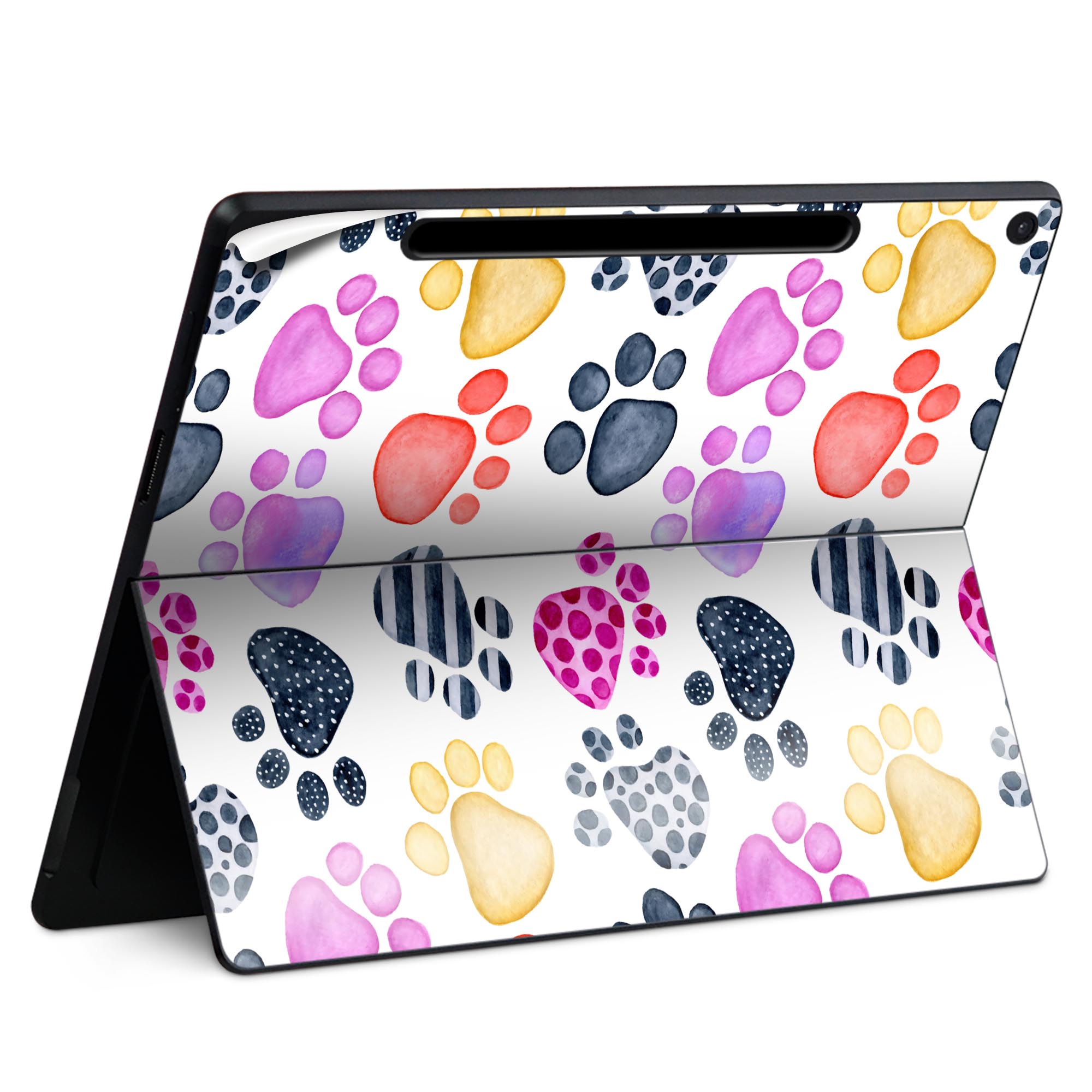 Surface Pro 12 インチ (2025) 用 スキンシール 全面スキンシール フル SurfacePro12 用 背面 底 ステッカー 保護シール 高品質再剥離性シート キャラクター かわいい 023396 女性　顔　人物 013497 犬　足跡　動物