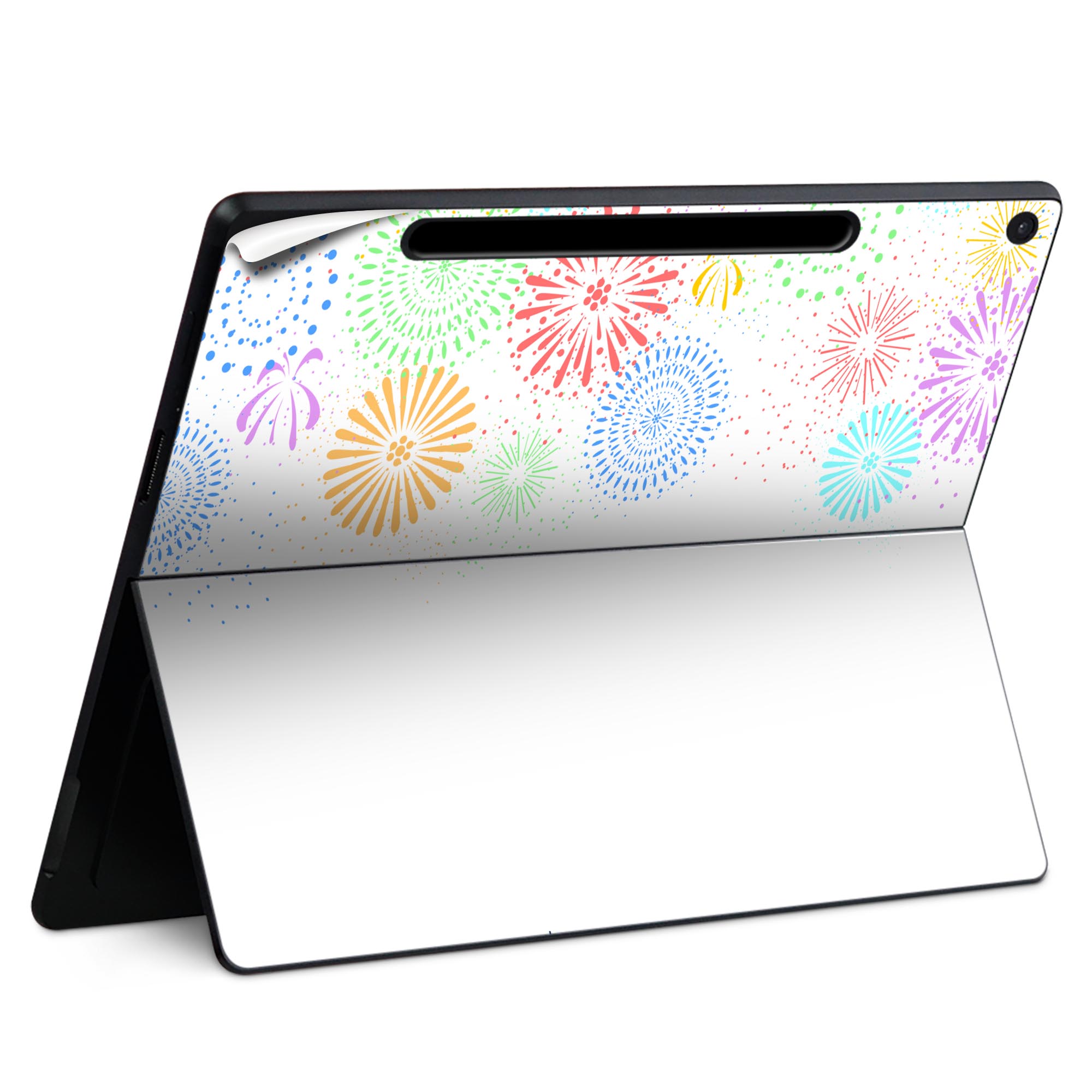 Surface Pro 12 インチ (2025) 用 スキンシール 全面スキンシール フル SurfacePro12 用 背面 底 ステッカー 保護シール 高品質再剥離性シート キャラクター かわいい 023396 女性 顔 人物 013800 花火 風景 白