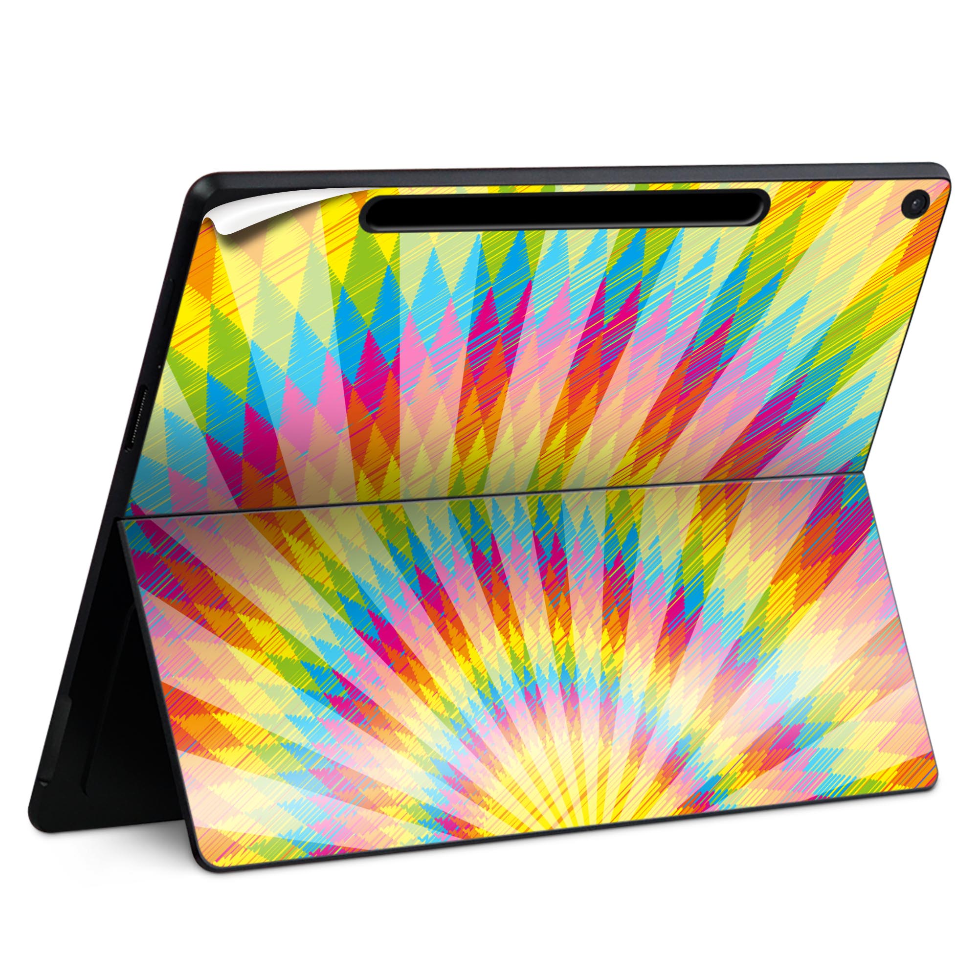 Surface Pro 12 インチ (2025) 用 スキンシール 全面スキンシール フル SurfacePro12 用 背面 底 ステッカー 保護シール 高品質再剥離性シート キャラクター かわいい 023396 女性　顔　人物 013897 虹色　レインボー