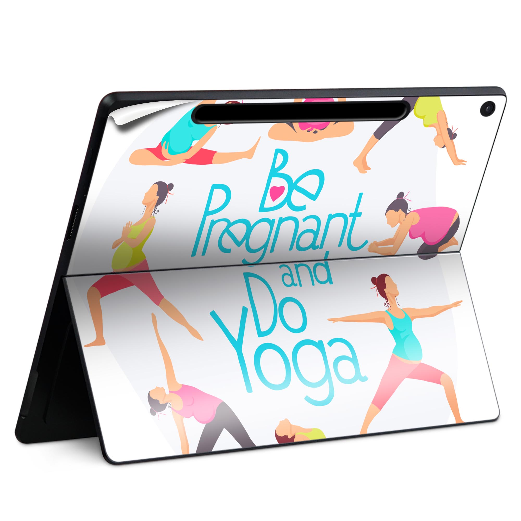 Surface Pro 12 インチ (2025) 用 スキンシール 全面スキンシール フル SurfacePro12 用 背面 底 ステッカー 保護シール 高品質再剥離性シート キャラクター かわいい 023396 女性 顔 人物 014202 ヨガ スポーツ