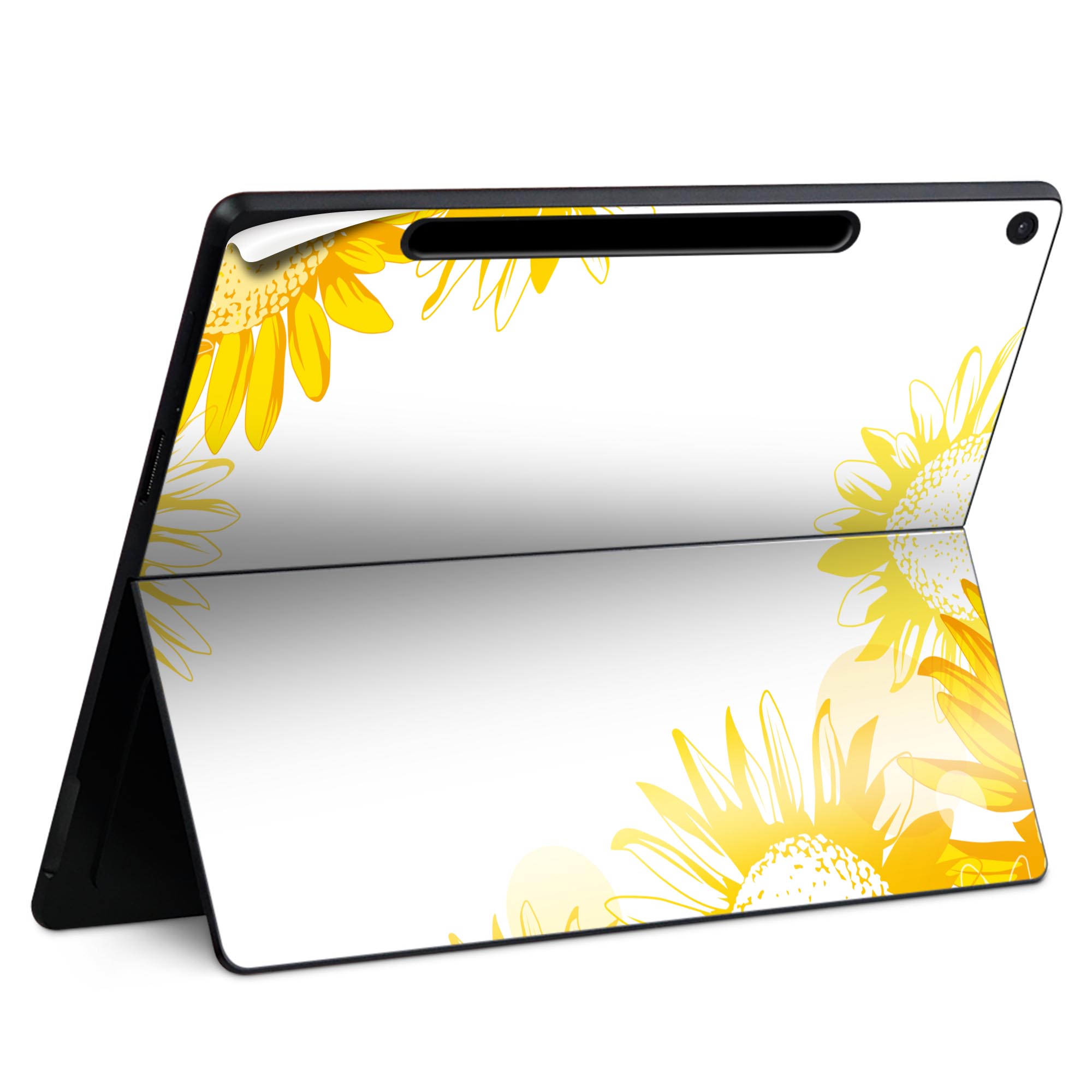 Surface Pro 12 インチ (2025) 用 スキンシール 全面スキンシール フル SurfacePro12 用 背面 底 ステッカー 保護シール 高品質再剥離性シート キャラクター かわいい 023396 女性 顔 人物 014372 ひまわり 夏 花