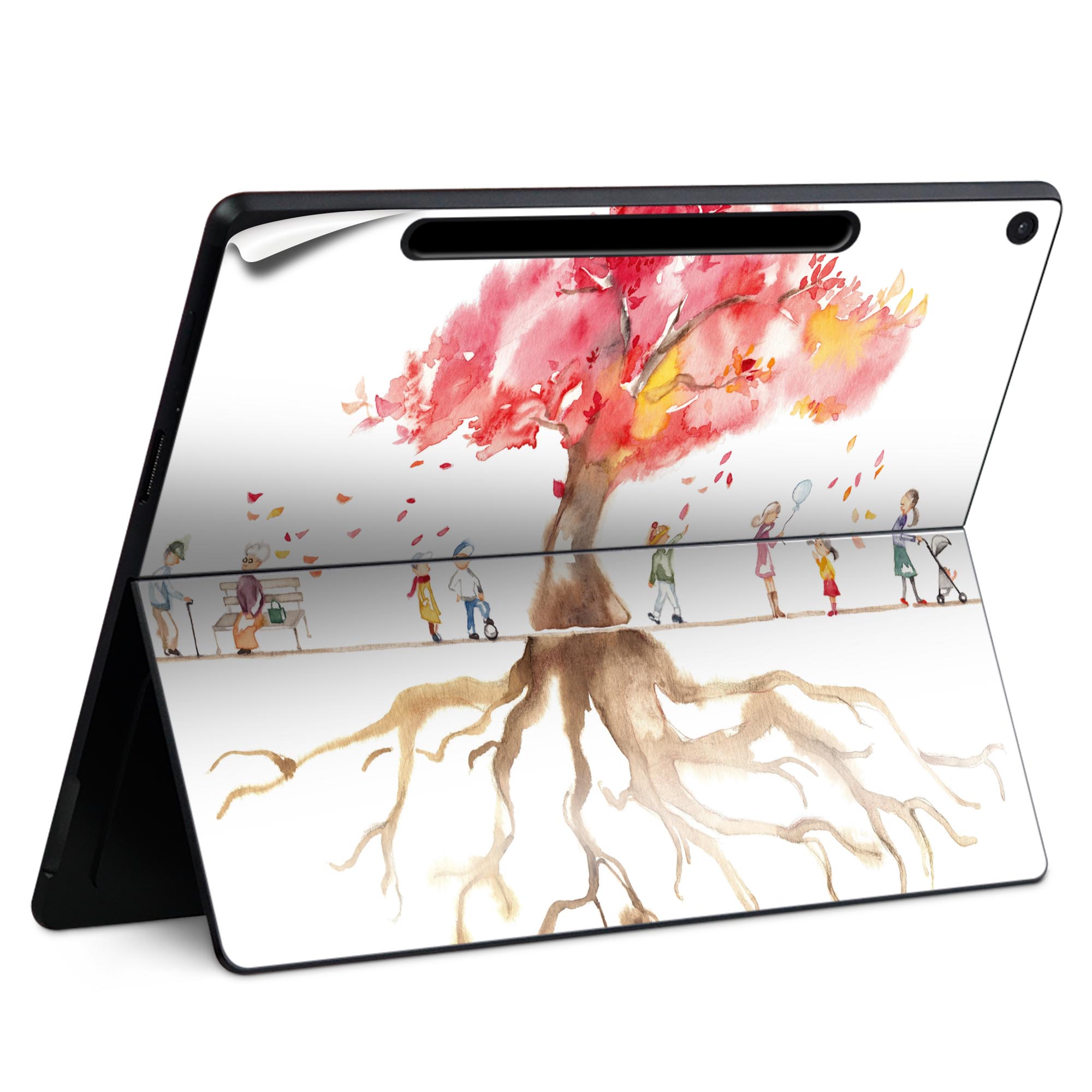 Surface Pro 12 インチ (2025) 用 スキンシール 全面スキンシール フル SurfacePro12 用 背面 底 ステッカー 保護シール 高品質再剥離性シート キャラクター かわいい 023396 女性 顔 人物 014397 桜 花 花見