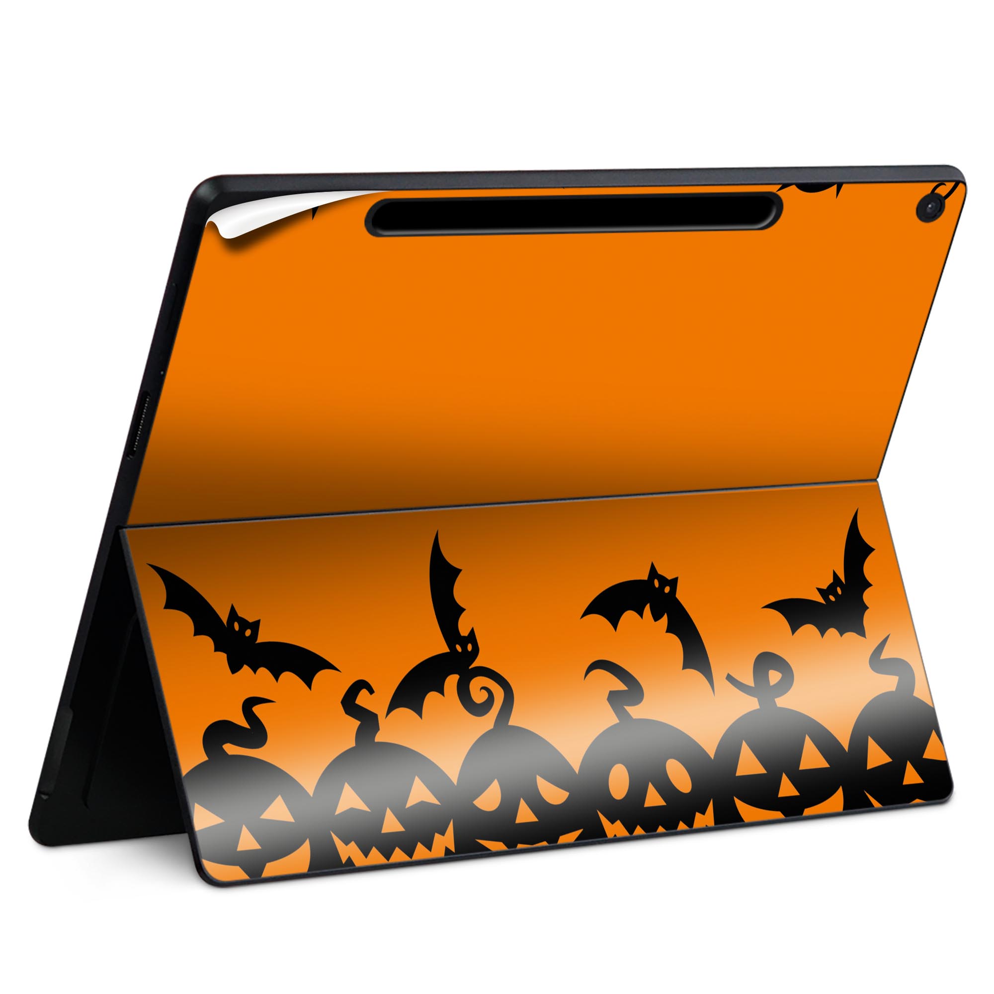 Surface Pro 12 インチ (2025) 用 スキンシール 全面スキンシール フル SurfacePro12 用 背面 底 ステッカー 保護シール 高品質再剥離性シート キャラクター かわいい 023396 女性 顔 人物 014611 ハロウィン かぼちゃ コウモリ