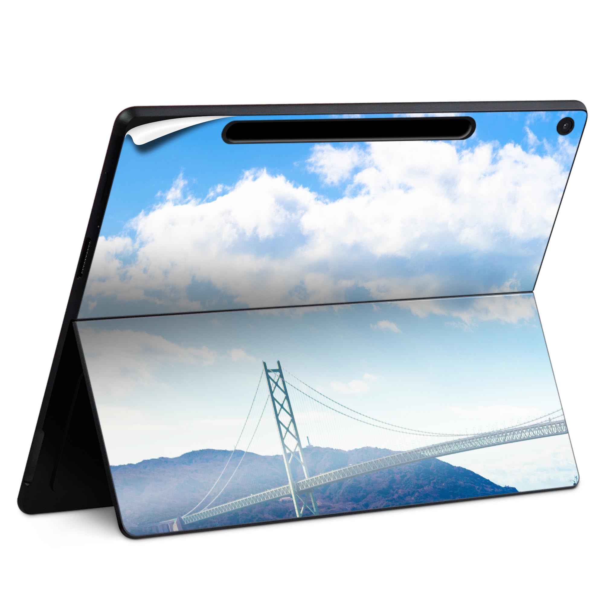 Surface Pro 12 インチ (2025) 用 スキンシール 全面スキンシール フル SurfacePro12 用 背面 底 ステッカー 保護シール 高品質再剥離性シート キャラクター かわいい 023396 女性　顔　人物 014662 海　橋　空