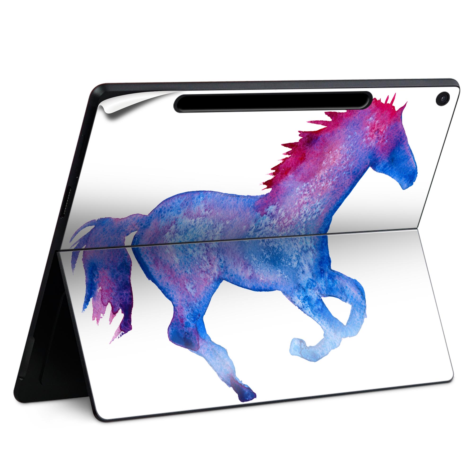 Surface Pro 12 インチ (2025) 用 スキンシール 全面スキンシール フル SurfacePro12 用 背面 底 ステッカー 保護シール 高品質再剥離性シート キャラクター かわいい 023396 女性　顔　人物 014758 馬　シルエット　水彩