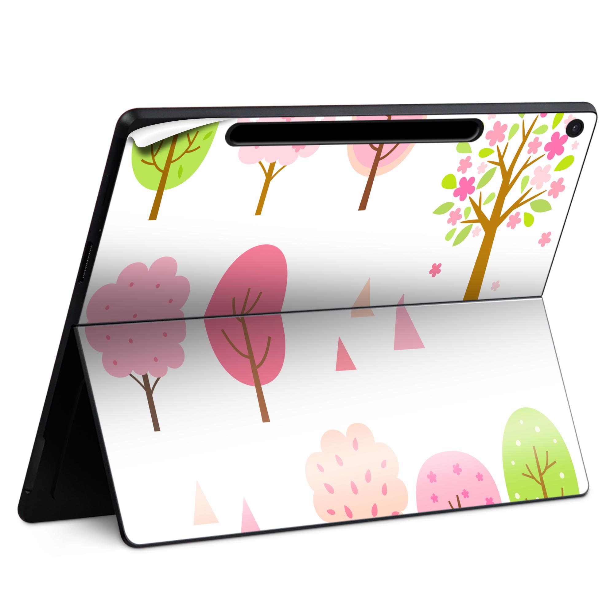 Surface Pro 12 インチ (2025) 用 スキンシール 全面スキンシール フル SurfacePro12 用 背面 底 ステッカー 保護シール 高品質再剥離性シート キャラクター かわいい 023396 女性 顔 人物 014940 桜 木 春