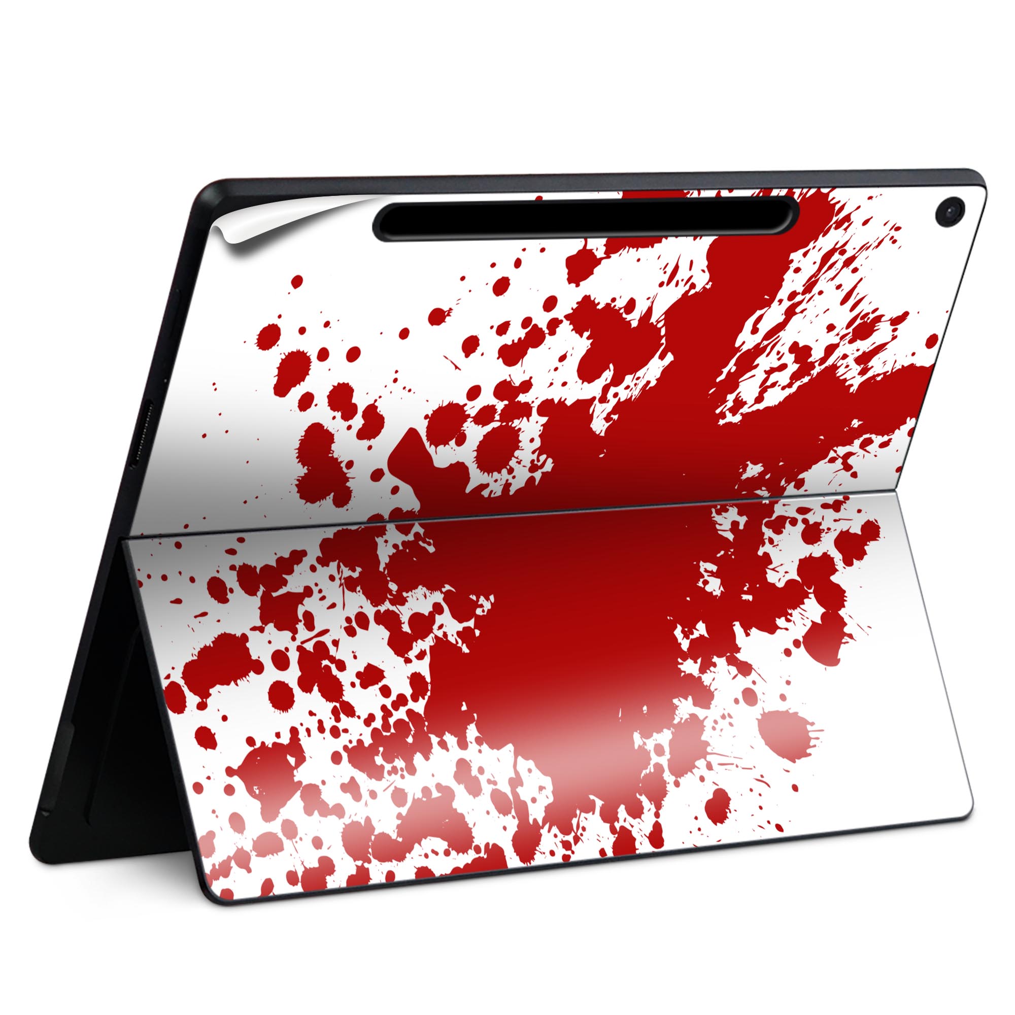 Surface Pro 12 インチ (2025) 用 スキンシール 全面スキンシール フル SurfacePro12 用 背面 底 ステッカー 保護シール 高品質再剥離性シート キャラクター かわいい 023396 女性 顔 人物 015375 血 ハロウィン