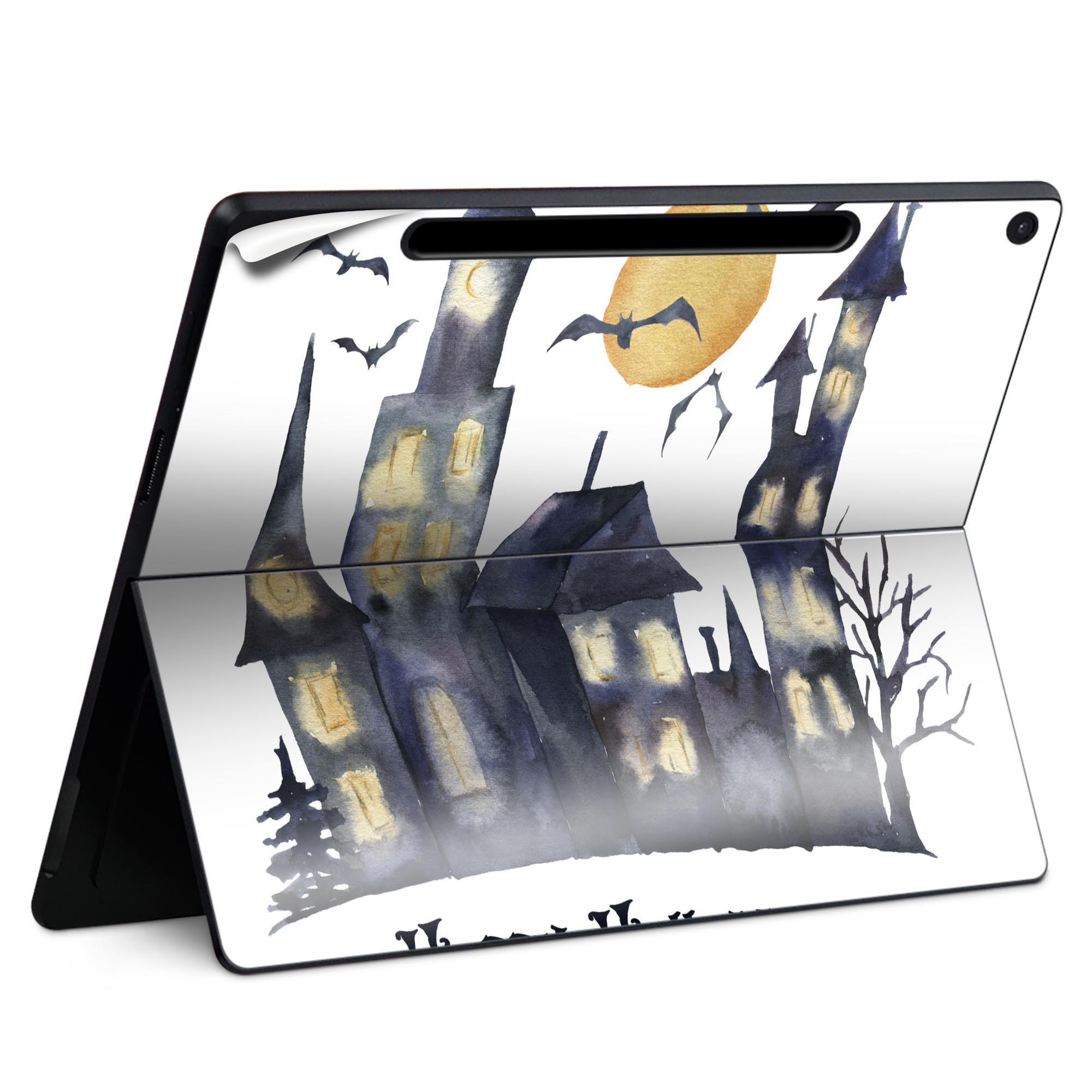 Surface Pro 12 インチ (2025) 用 スキンシール 全面スキンシール フル SurfacePro12 用 背面 底 ステッカー 保護シール 高品質再剥離性シート キャラクター かわいい 023396 女性 顔 人物 015842 ハロウィン おばけ halloween