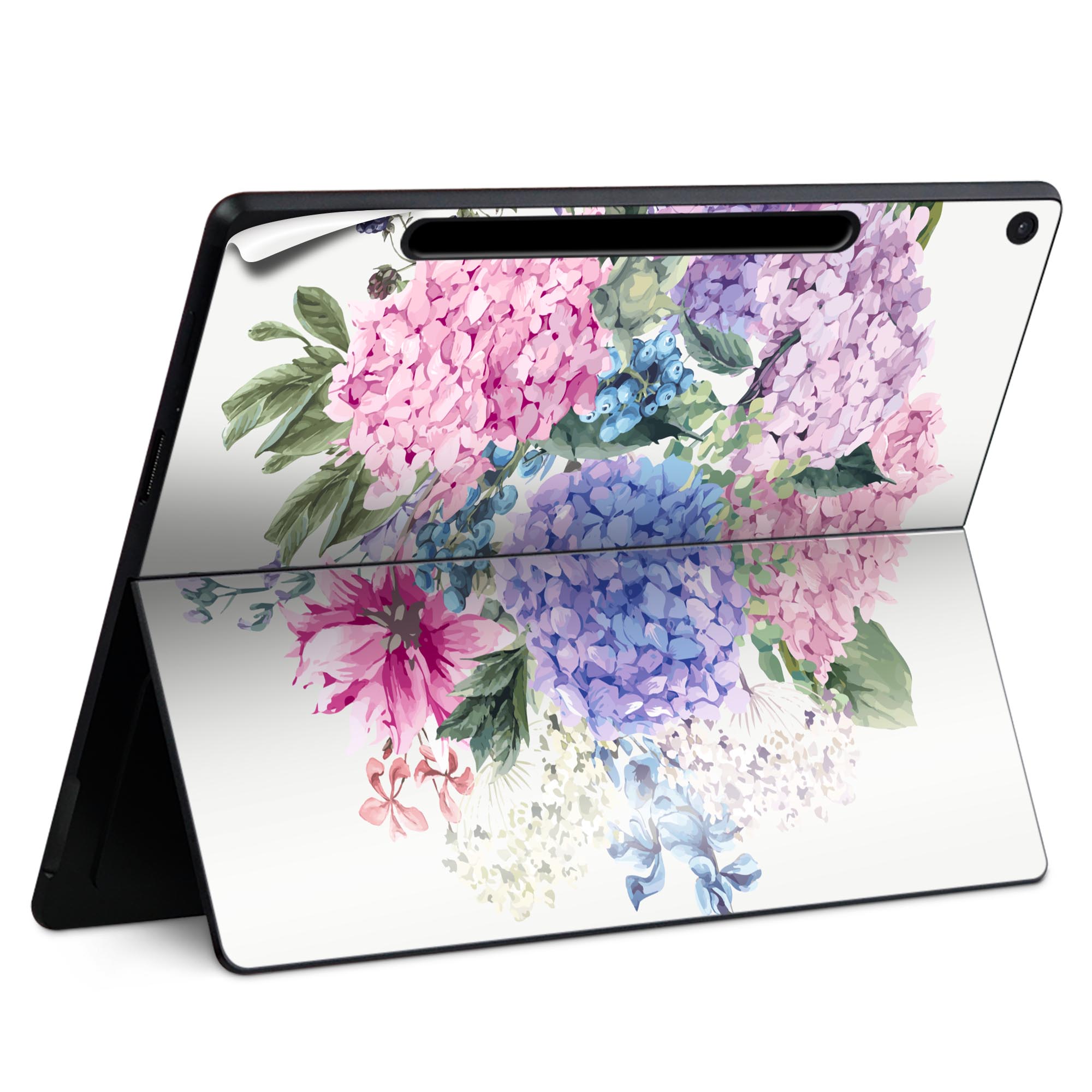 Surface Pro 12 インチ (2025) 用 スキンシール 全面スキンシール フル SurfacePro12 用 背面 底 ステッカー 保護シール 高品質再剥離性シート キャラクター かわいい 023396 女性　顔　人物 016328 あじさい　梅雨　花