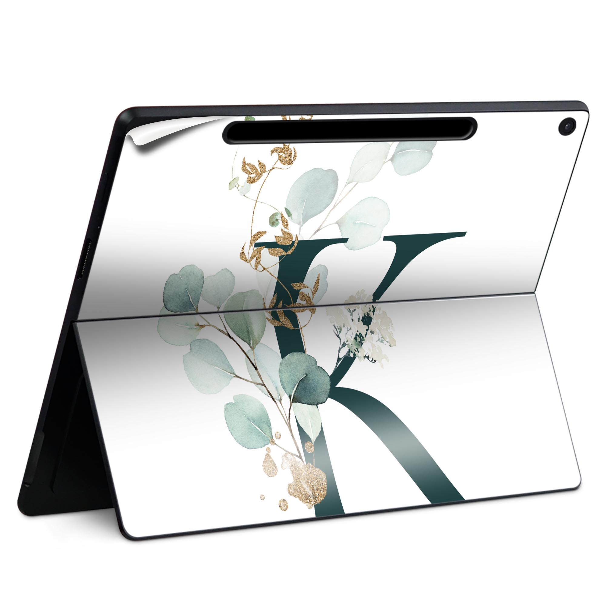 Surface Pro 12 インチ (2025) 用 スキンシール 全面スキンシール フル SurfacePro12 用 背面 底 ステッカー 保護シール 高品質再剥離性シート キャラクター かわいい 023396 女性　顔　人物 019389 文字 k アルファベット