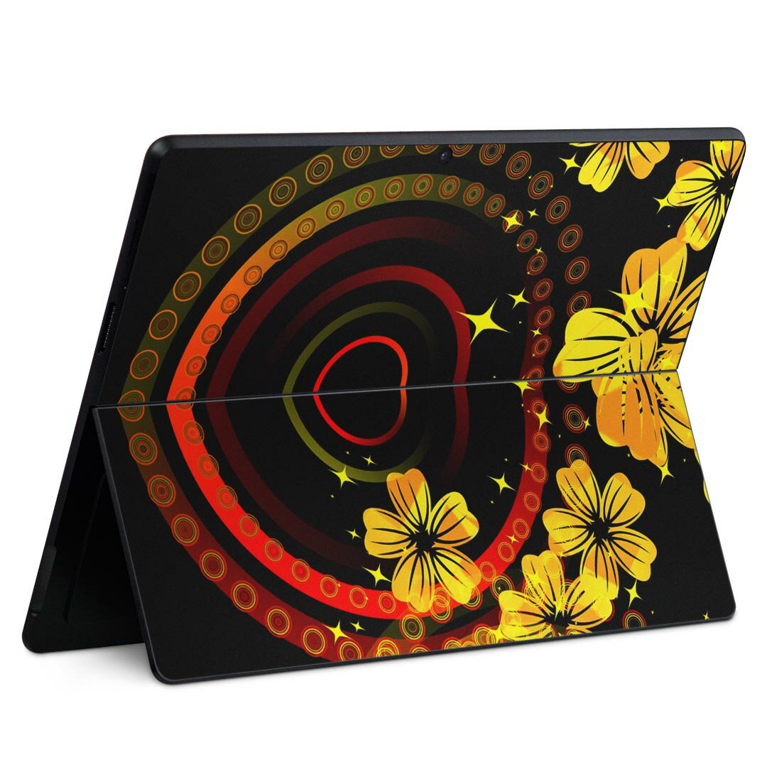 Surface Pro11(2024) / Pro10(for Business) / Pro9(2022) 共通対応 背面 保護 デザイン スキンシール Pro8/ProX 各種対応 000052 黒 和柄 金色 桜