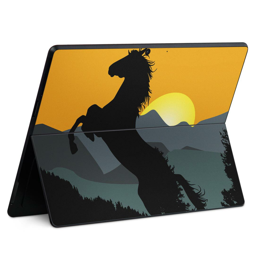 Surface Pro11(2024) / Pro10(for Business) / Pro9(2022) 共通対応 背面 保護 デザイン スキンシール Pro8/ProX 各種対応 001142 馬 日の出 山
