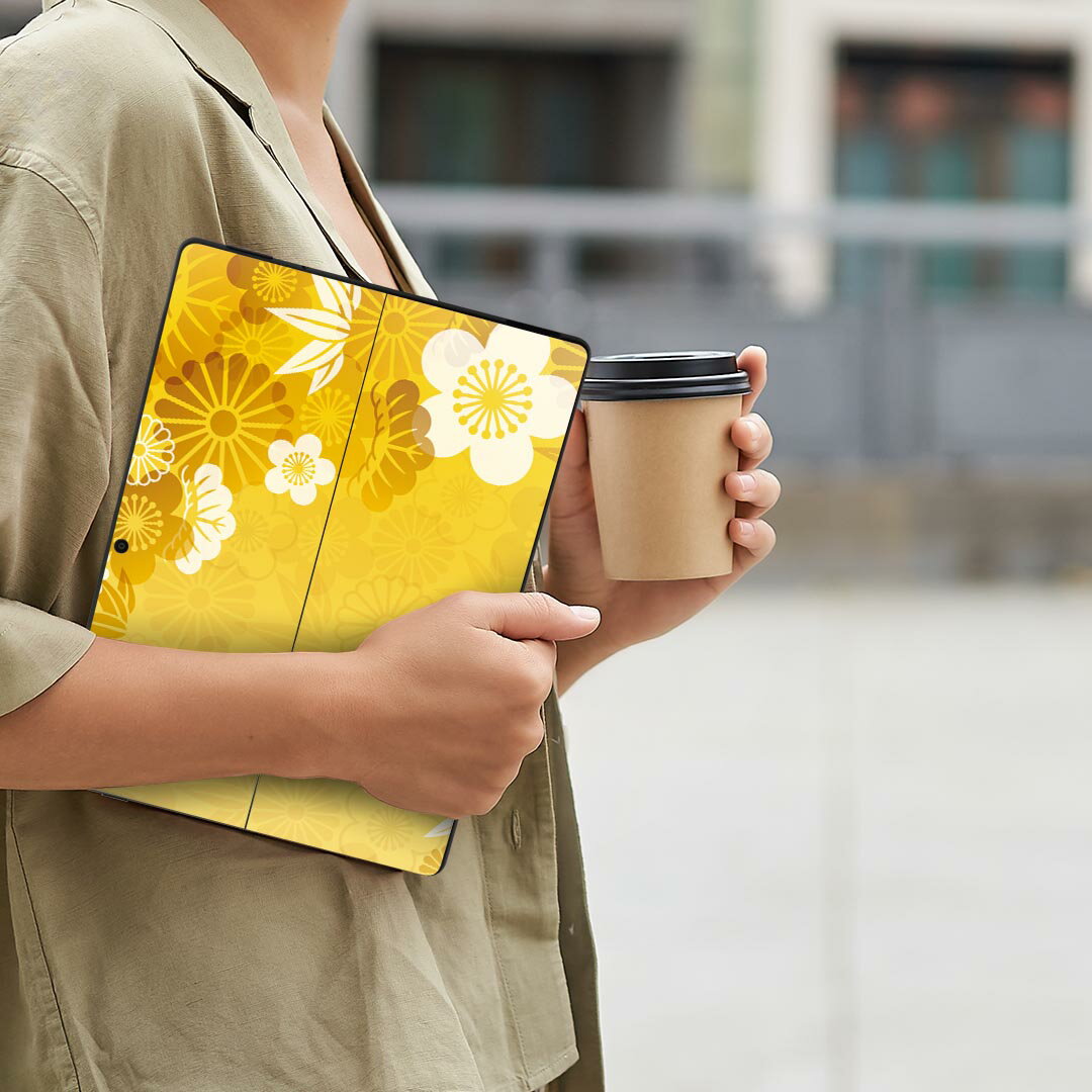 Surface Pro11(2024) / Pro10(for Business) / Pro9(2022) 共通対応 背面 保護 デザイン スキンシール Pro8/ProX 各種対応 000966 和柄 花