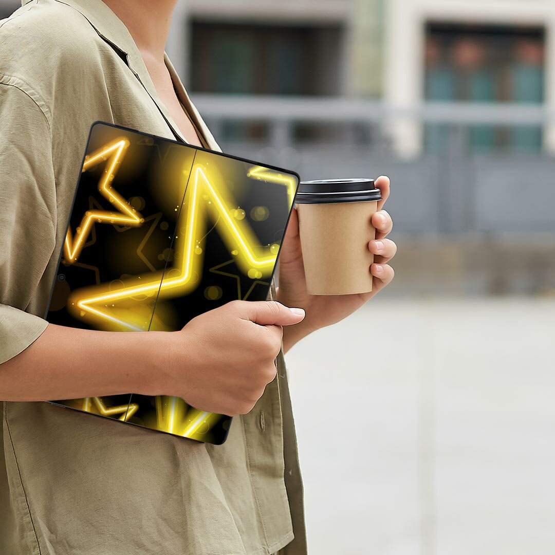 Surface Pro11(2024) / Pro10(for Business) / Pro9(2022) 共通対応 背面 保護 デザイン スキンシール Pro8/ProX 各種対応 002285 星 ネオン 黄色