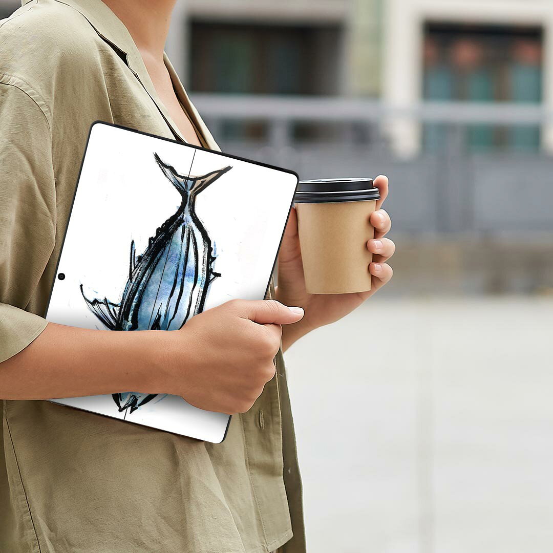 Surface Pro11(2024) / Pro10(for Business) / Pro9(2022) 共通対応 背面 保護 デザイン スキンシール Pro8/ProX 各種対応 002649 魚 イラスト