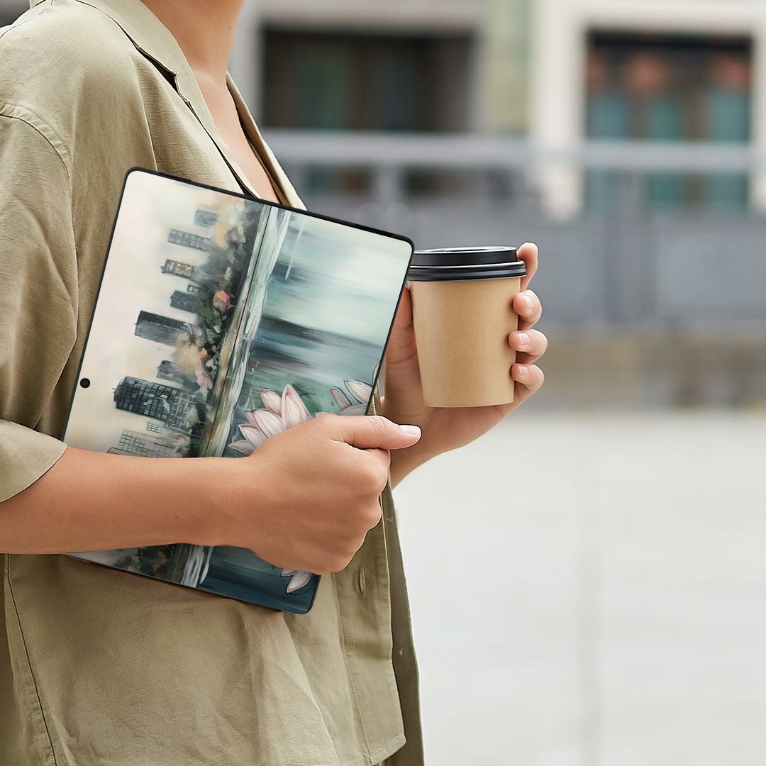 Surface Pro11(2024) / Pro10(for Business) / Pro9(2022) 共通対応 背面 保護 デザイン スキンシール Pro8/ProX 各種対応 033699 花 街並み