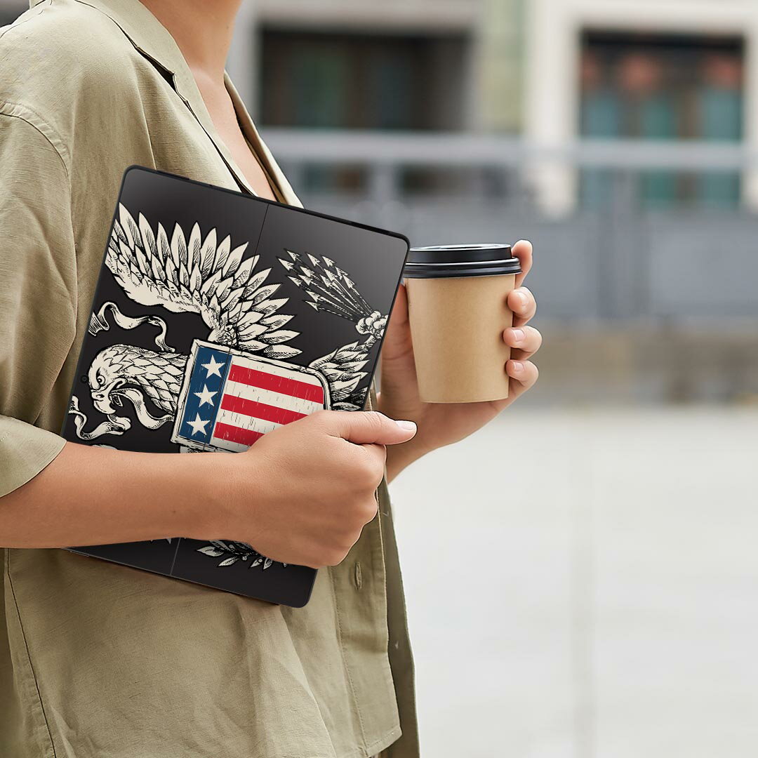 Surface Pro11(2024) / Pro10(for Business) / Pro9(2022) 共通対応 背面 保護 デザイン スキンシール Pro8/ProX 各種対応 004576 鳥 黒 国旗