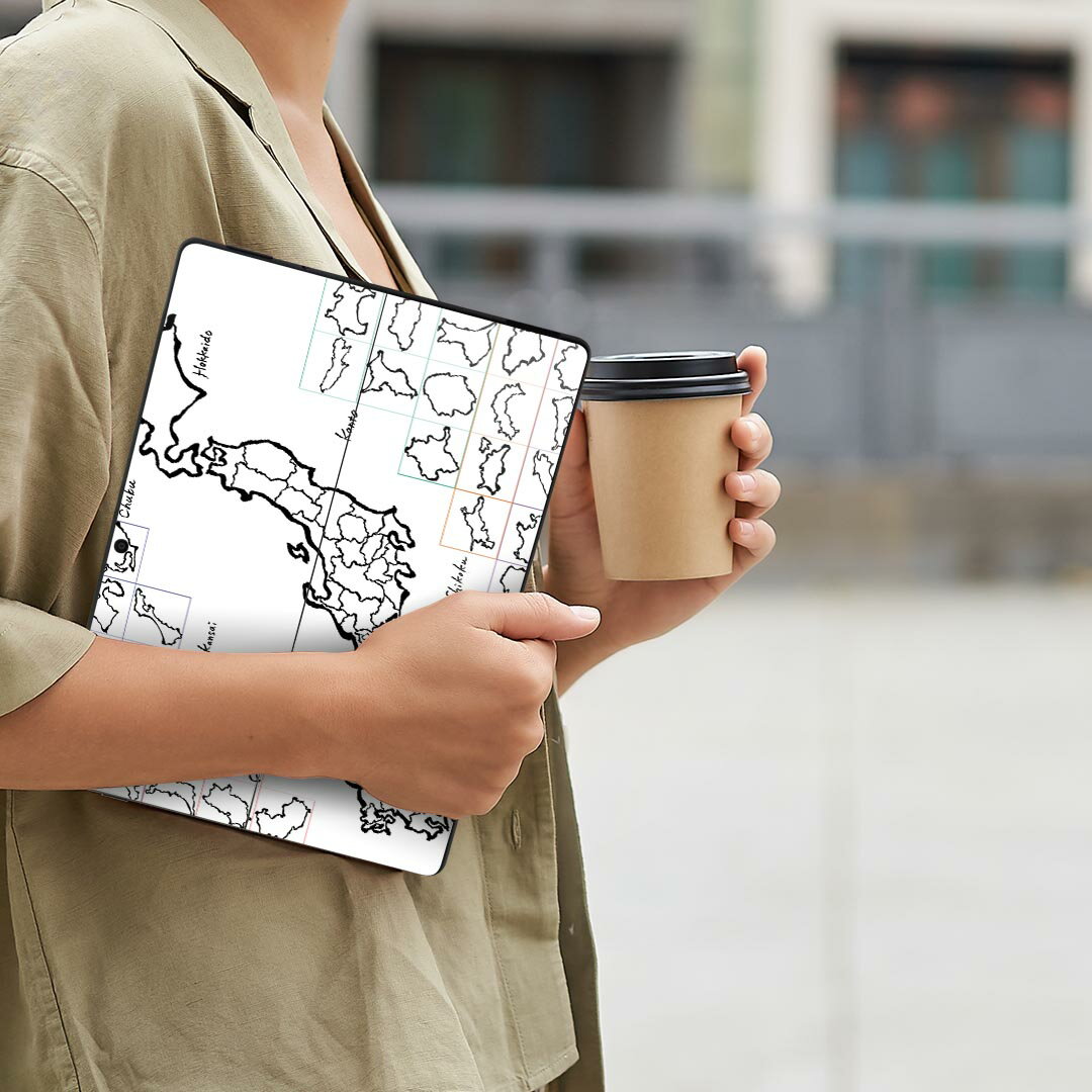 Surface Pro11(2024) / Pro10(for Business) / Pro9(2022) 共通対応 背面 保護 デザイン スキンシール Pro8/ProX 各種対応 008269 白黒 地図 日本