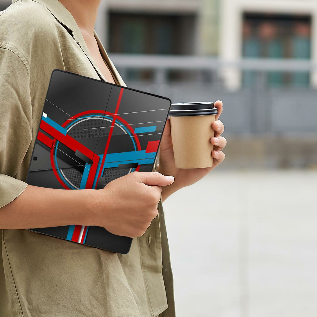 Surface Pro11(2024) / Pro10(for Business) / Pro9(2022) 共通対応 背面 保護 デザイン スキンシール Pro8/ProX 各種対応 008533 赤 レッド 青 ブルー 模様