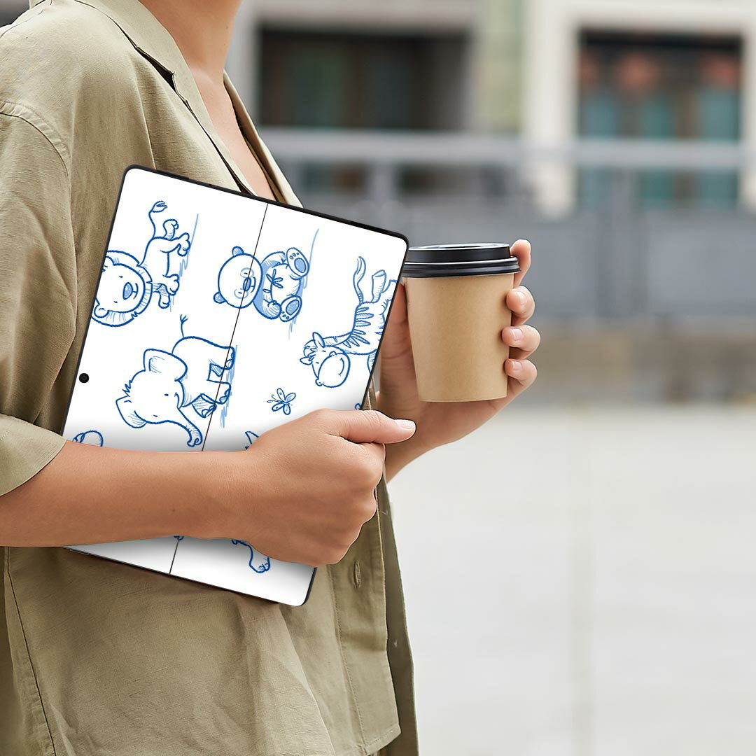 Surface Pro11(2024) / Pro10(for Business) / Pro9(2022) 共通対応 背面 保護 デザイン スキンシール Pro8/ProX 各種対応 009723 動物 サファリ 青