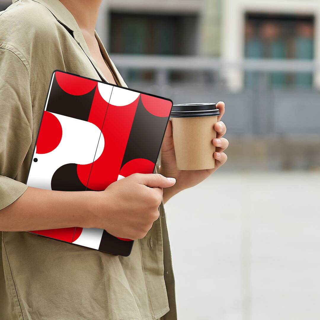 Surface Pro11(2024) / Pro10(for Business) / Pro9(2022) 共通対応 背面 保護 デザイン スキンシール Pro8/ProX 各種対応 012499 赤 黒 模様