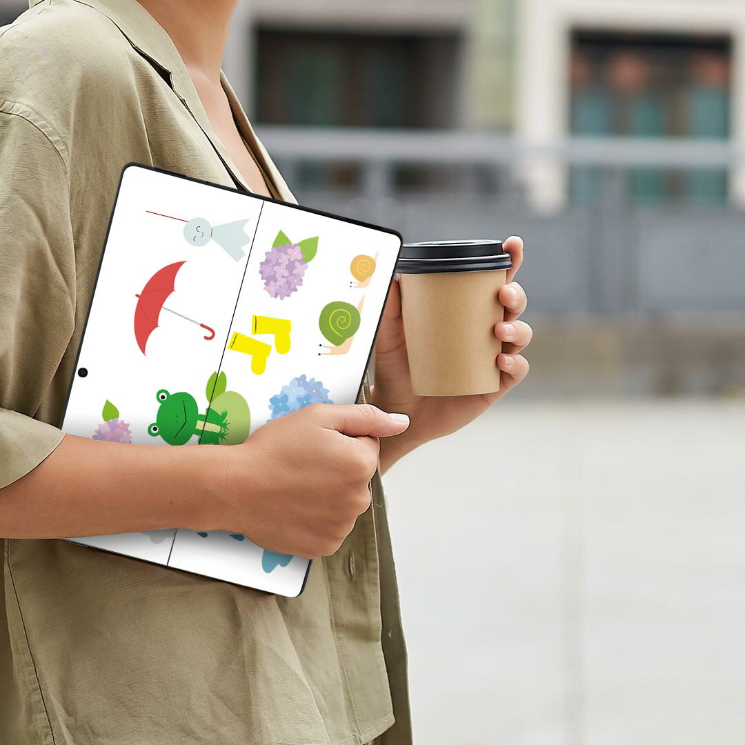 Surface Pro11(2024) / Pro10(for Business) / Pro9(2022) 共通対応 背面 保護 デザイン スキンシール Pro8/ProX 各種対応 016340 あじさい 梅雨 花 かえる