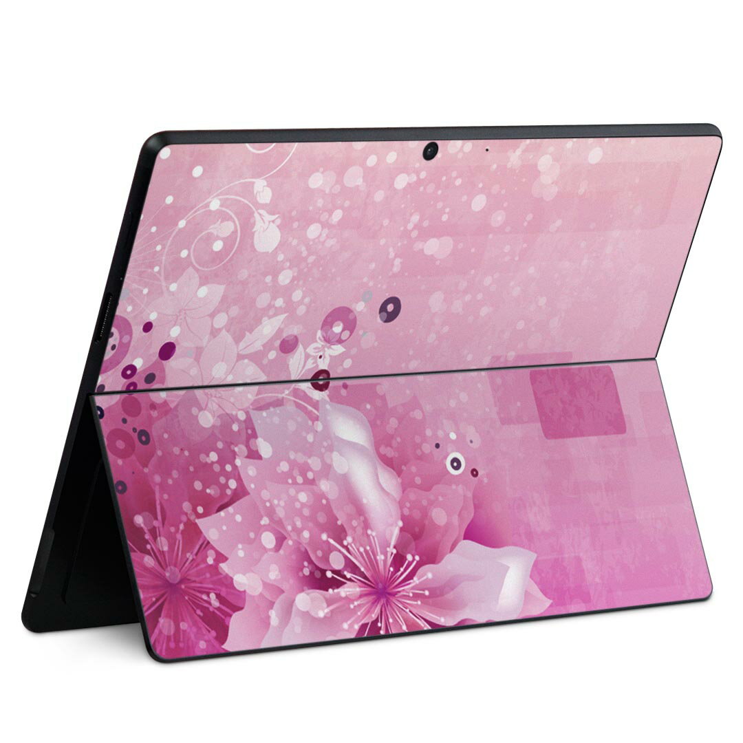 Surface Pro11(2024) / Pro10(for Business) / Pro9(2022) 共通対応 背面 保護 デザイン スキンシール Pro8/ProX 各種対応 002053 花 ピンク