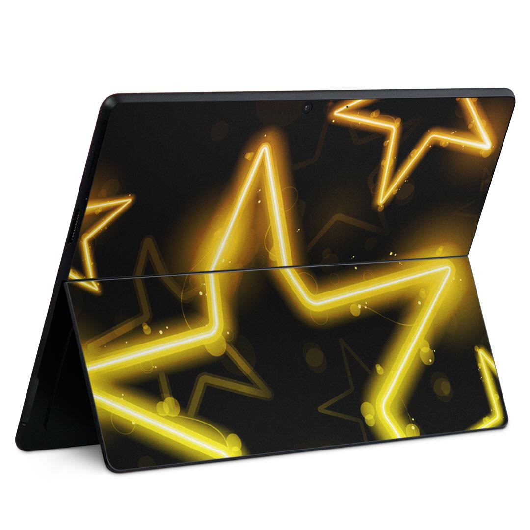 Surface Pro11(2024) / Pro10(for Business) / Pro9(2022) 共通対応 背面 保護 デザイン スキンシール Pro8/ProX 各種対応 002285 星 ネオン 黄色