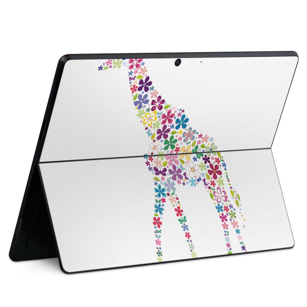 Surface Pro11(2024) / Pro10(for Business) / Pro9(2022) 共通対応 背面 保護 デザイン スキンシール Pro8/ProX 各種対応 002464 カラフル 動物 花