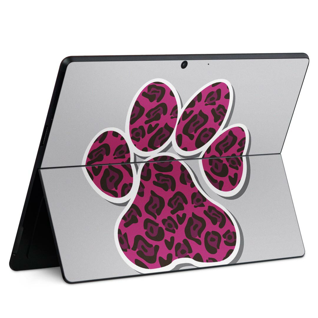 Surface Pro11(2024) / Pro10(for Business) / Pro9(2022) 共通対応 背面 保護 デザイン スキンシール Pro8/ProX 各種対応 003574 豹柄 足型 ピンク