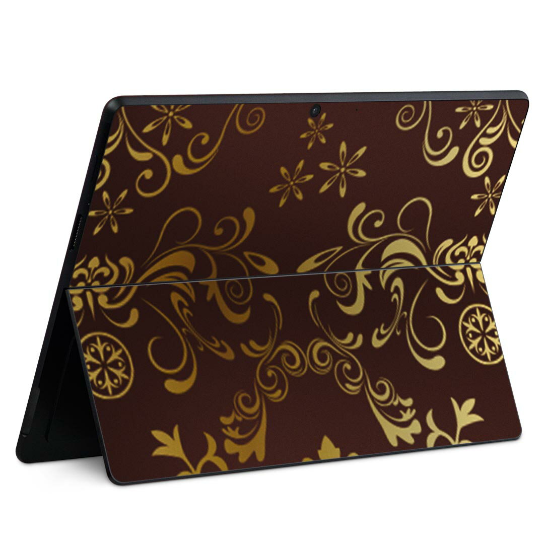 Surface Pro11(2024) / Pro10(for Business) / Pro9(2022) 共通対応 背面 保護 デザイン スキンシール Pro8/ProX 各種対応 003755 模様 エレガント ブラウン