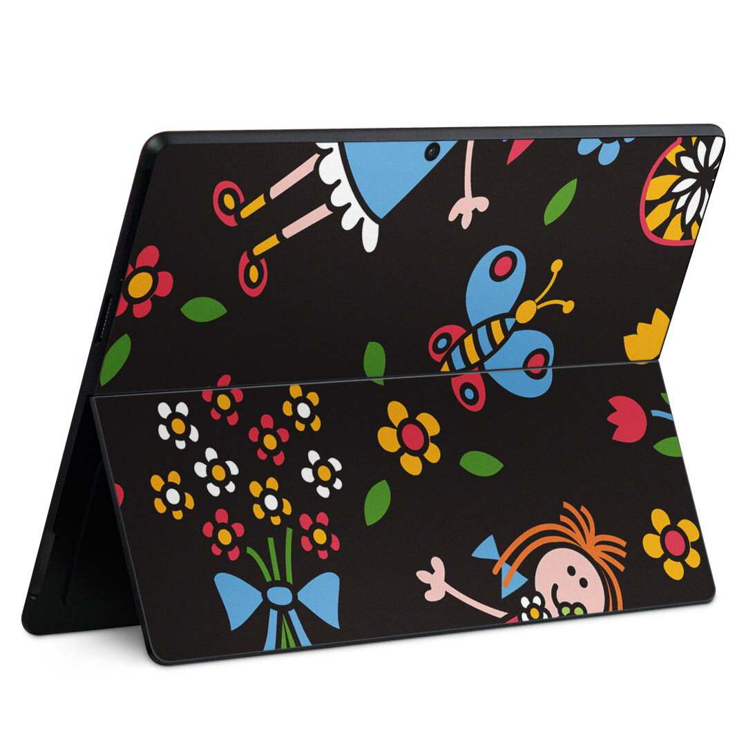Surface Pro11(2024) / Pro10(for Business) / Pro9(2022) 共通対応 背面 保護 デザイン スキンシール Pro8/ProX 各種対応 003894 キャラクター 花 ポップ
