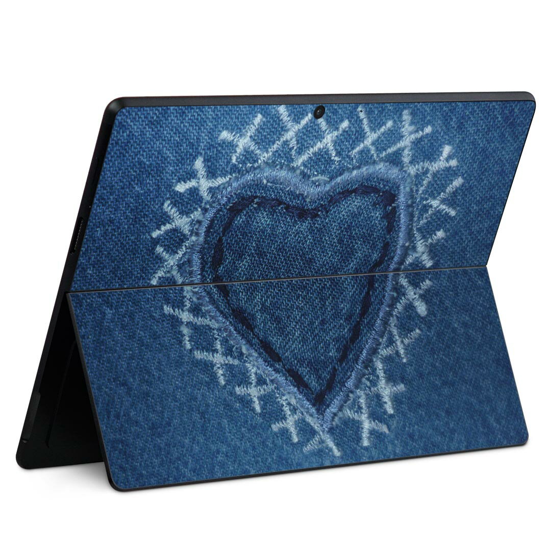 Surface Pro11(2024) / Pro10(for Business) / Pro9(2022) 共通対応 背面 保護 デザイン スキンシール Pro8/ProX 各種対応 023253 ハート デニム風