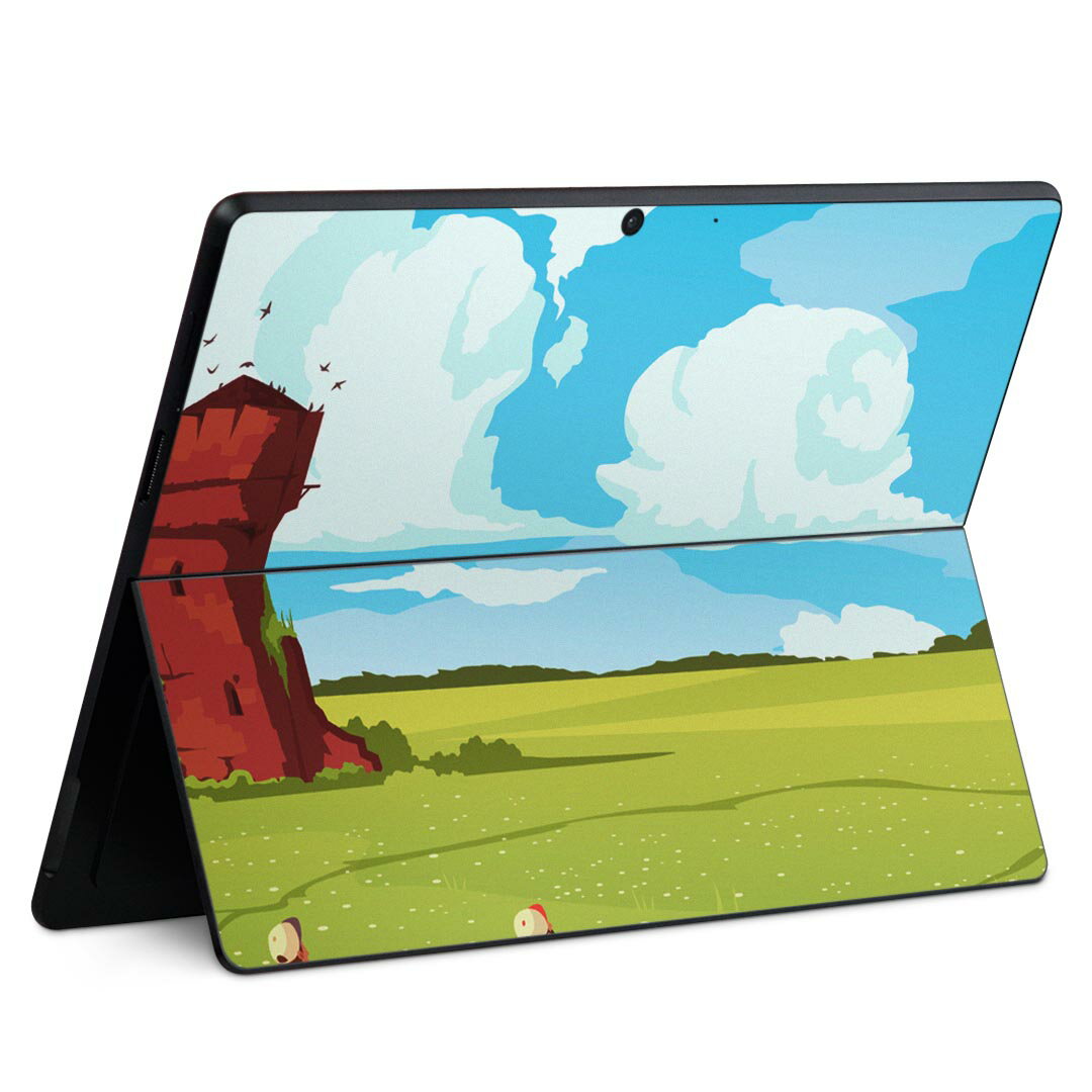 Surface Pro11(2024) / Pro10(for Business) / Pro9(2022) 共通対応 背面 保護 デザイン スキンシール Pro8/ProX 各種対応 033744 草原 塔