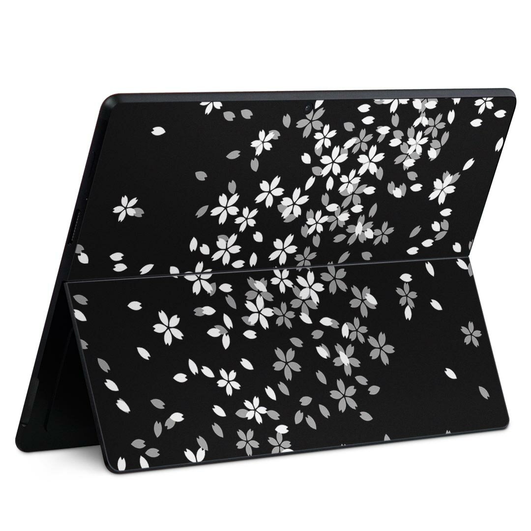 Surface Pro11(2024) / Pro10(for Business) / Pro9(2022) 共通対応 背面 保護 デザイン スキンシール Pro8/ProX 各種対応 004473 桜 花 黒