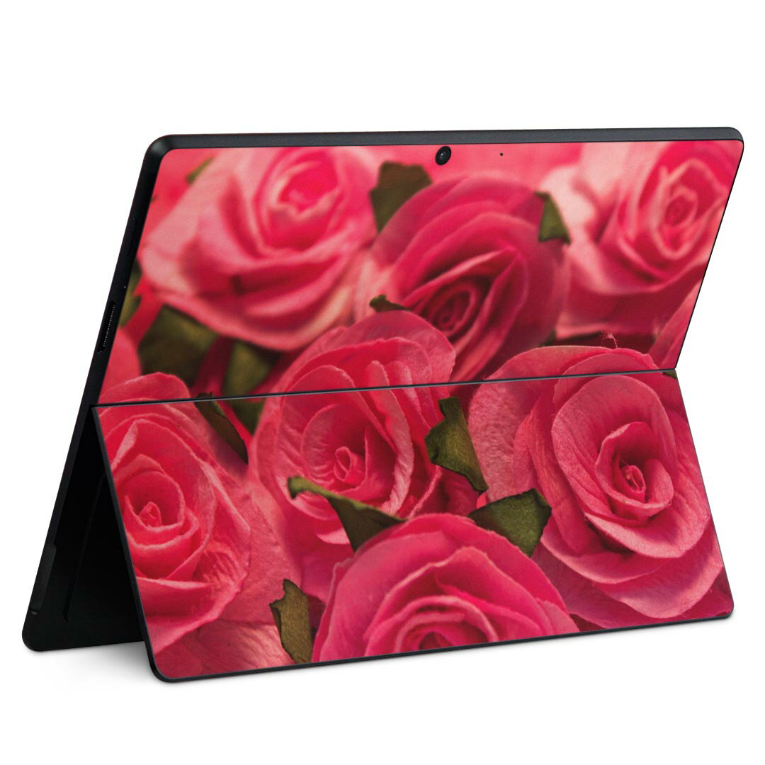 Surface Pro11(2024) / Pro10(for Business) / Pro9(2022) 共通対応 背面 保護 デザイン スキンシール Pro8/ProX 各種対応 004707 花 写真 ピンク