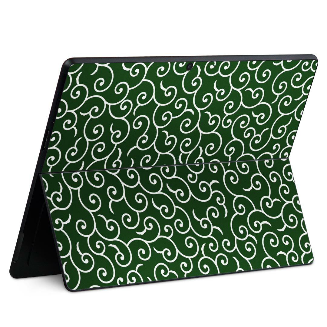 Surface Pro11(2024) / Pro10(for Business) / Pro9(2022) 共通対応 背面 保護 デザイン スキンシール Pro8/ProX 各種対応 004734 和柄 和風 緑