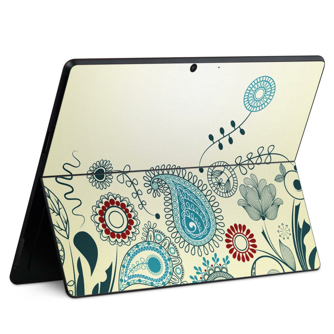 Surface Pro11(2024) / Pro10(for Business) / Pro9(2022) 共通対応 背面 保護 デザイン スキンシール Pro8/ProX 各種対応 004992 ペイズリー 花 イラスト