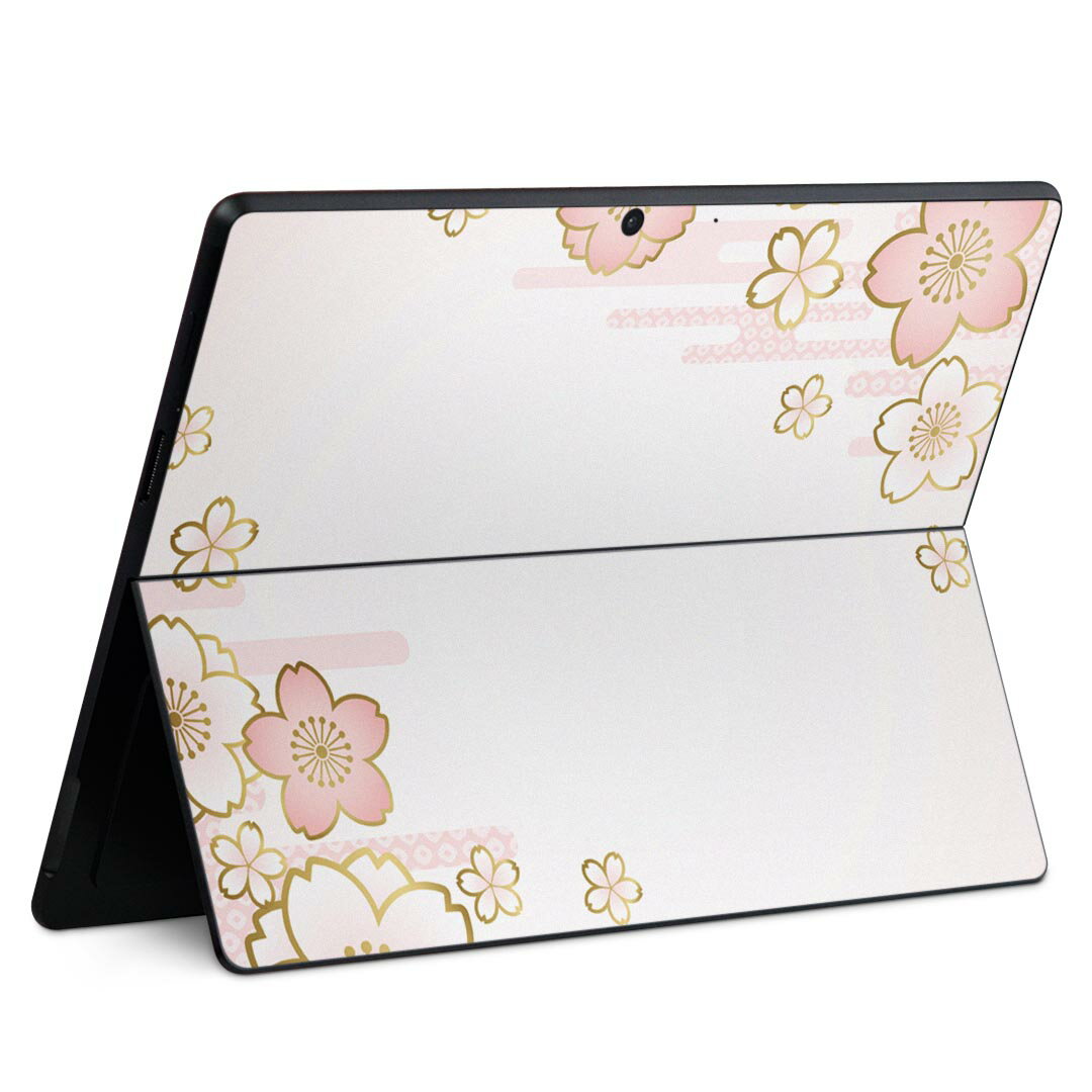 Surface Pro11(2024) / Pro10(for Business) / Pro9(2022) 共通対応 背面 保護 デザイン スキンシール Pro8/ProX 各種対応 005130 桜 ピンク 和柄