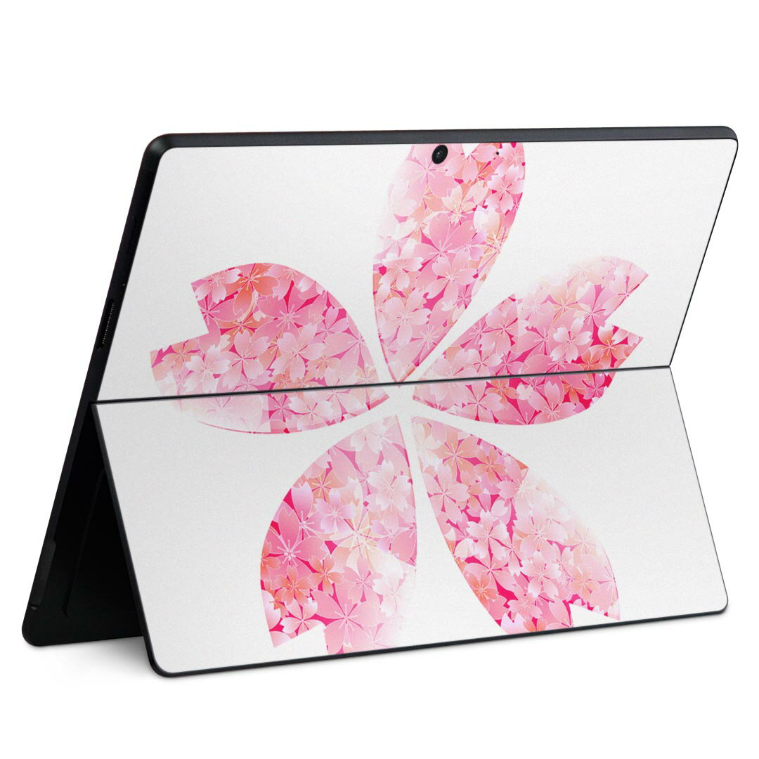 Surface Pro11(2024) / Pro10(for Business) / Pro9(2022) 共通対応 背面 保護 デザイン スキンシール Pro8/ProX 各種対応 005304 桜 白 ピンク