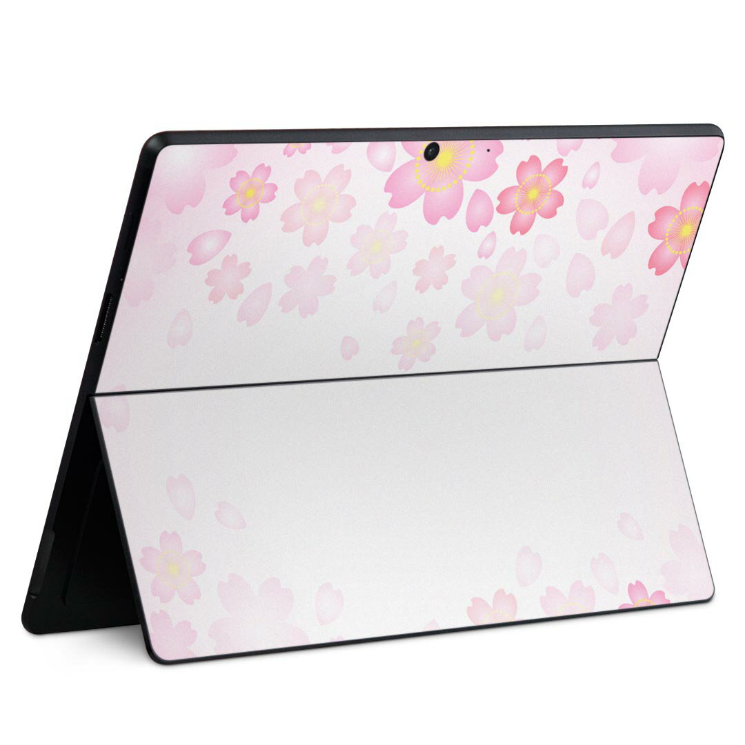 Surface Pro11(2024) / Pro10(for Business) / Pro9(2022) 共通対応 背面 保護 デザイン スキンシール Pro8/ProX 各種対応 005307 桜 ピンク イラスト