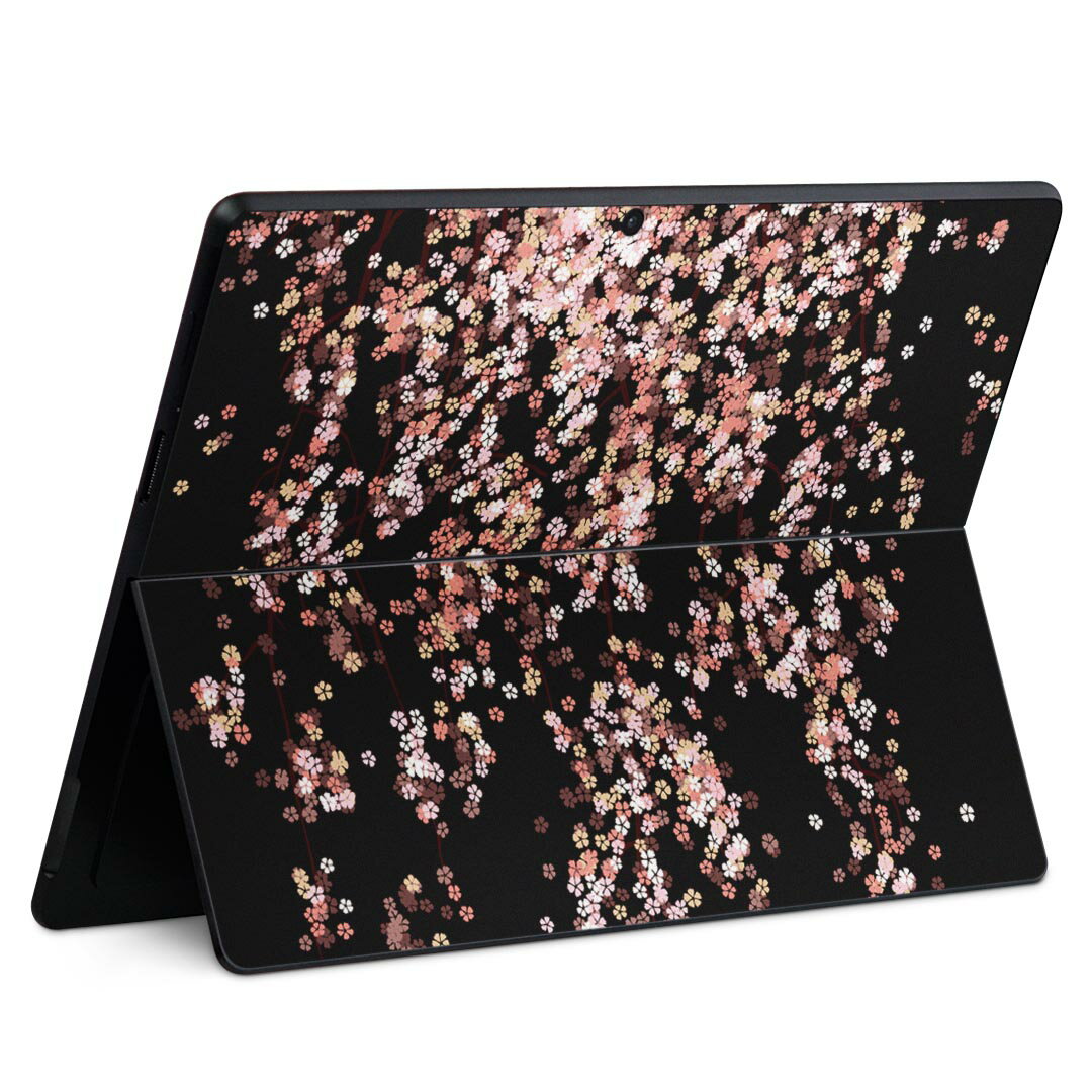 Surface Pro11(2024) / Pro10(for Business) / Pro9(2022) 共通対応 背面 保護 デザイン スキンシール Pro8/ProX 各種対応 005308 桜 ピンク 黒