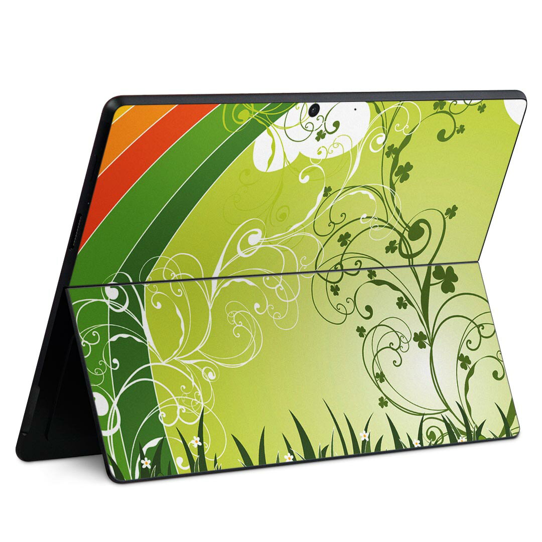 Surface Pro11(2024) / Pro10(for Business) / Pro9(2022) 共通対応 背面 保護 デザイン スキンシール Pro8/ProX 各種対応 005563 クローバー 緑 グリーン