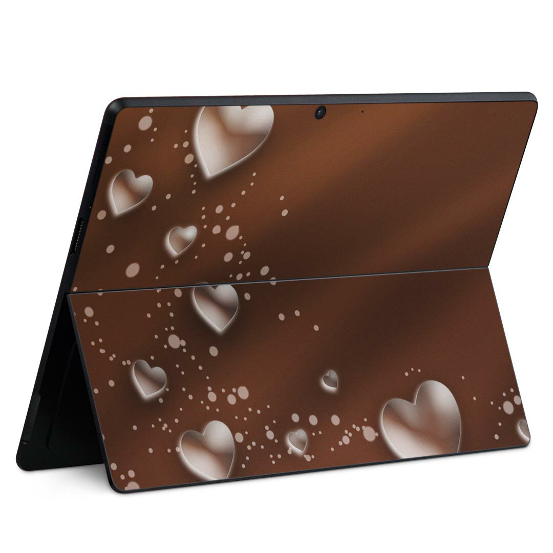Surface Pro11(2024) / Pro10(for Business) / Pro9(2022) 共通対応 背面 保護 デザイン スキンシール Pro8/ProX 各種対応 005599 ハート 茶色 ブラウン