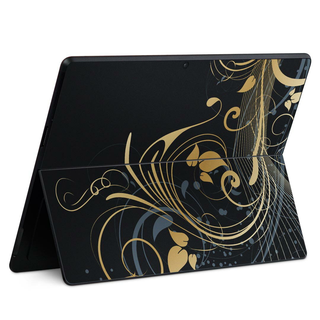 Surface Pro11(2024) / Pro10(for Business) / Pro9(2022) 共通対応 背面 保護 デザイン スキンシール Pro8/ProX 各種対応 005628 植物 黒