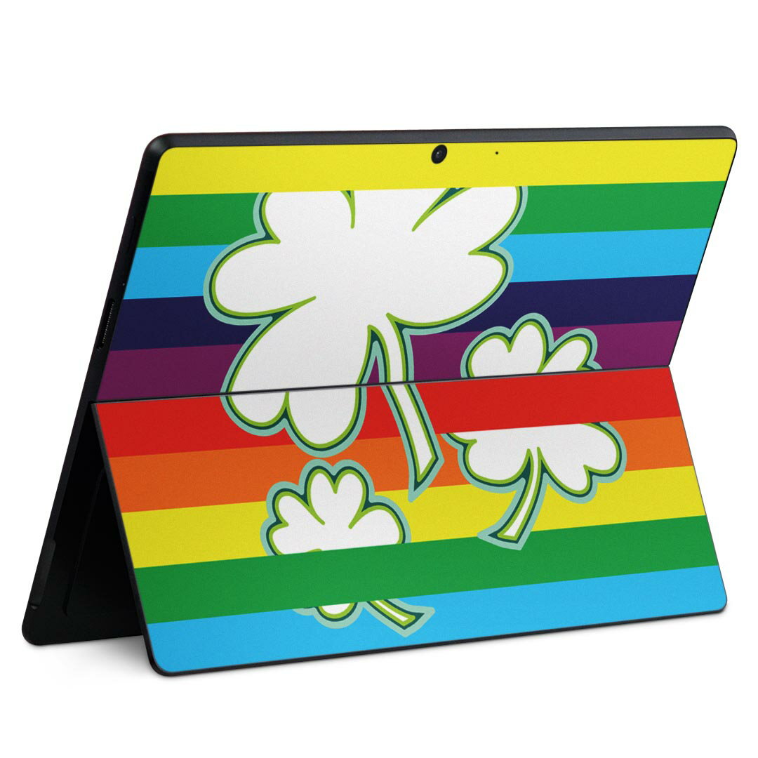 Surface Pro11(2024) / Pro10(for Business) / Pro9(2022) 共通対応 背面 保護 デザイン スキンシール Pro8/ProX 各種対応 006038 クローバー レインボー