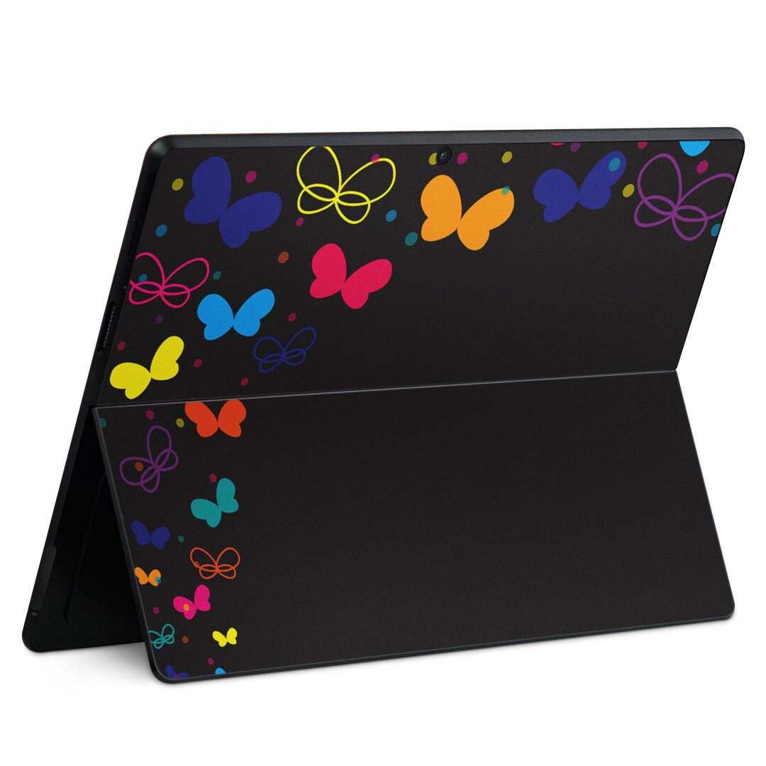 Surface Pro11(2024) / Pro10(for Business) / Pro9(2022) 共通対応 背面 保護 デザイン スキンシール Pro8/ProX 各種対応 006393 カラフル 蝶