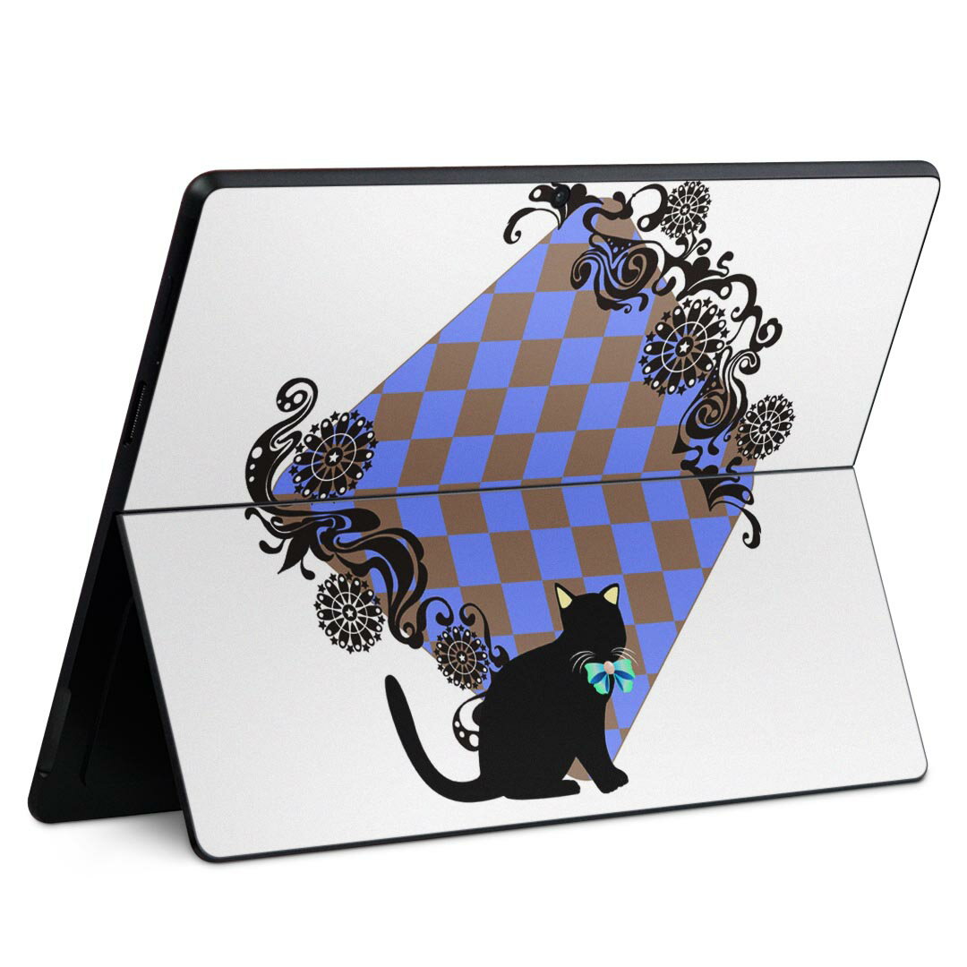 Surface Pro11(2024) / Pro10(for Business) / Pro9(2022) 共通対応 背面 保護 デザイン スキンシール Pro8/ProX 各種対応 007516 チェック 猫 ネコ 市松模様
