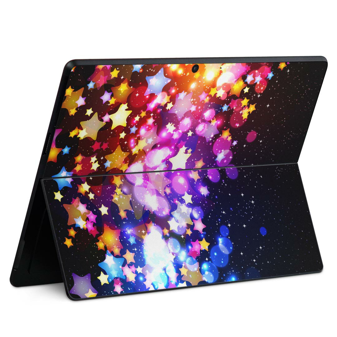Surface Pro11(2024) / Pro10(for Business) / Pro9(2022) 共通対応 背面 保護 デザイン スキンシール Pro8/ProX 各種対応 007846 星 スター カラフル レインボー